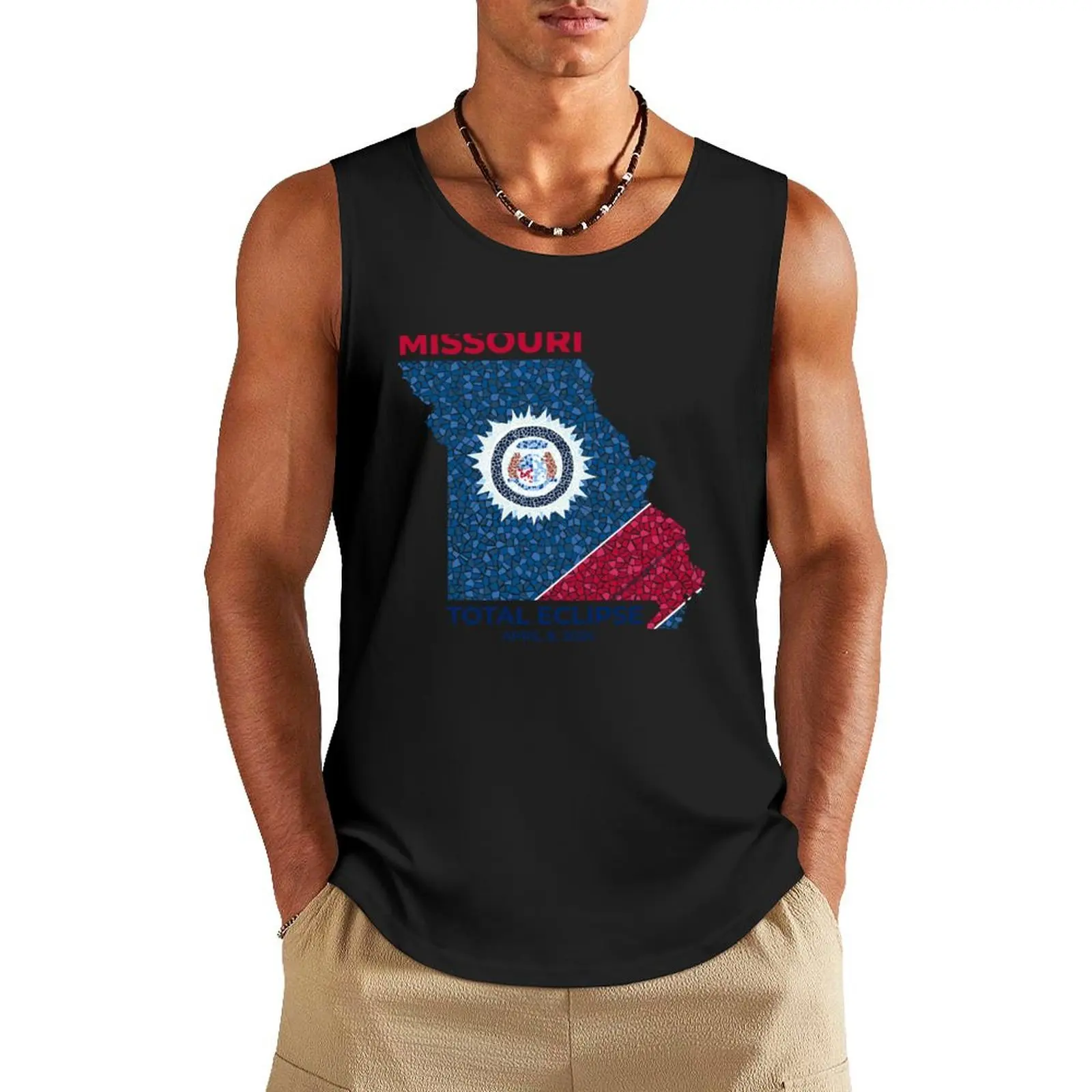 

Missouri 2024 Total Eclipse Tank Top gym men Men's sleeveless gym shirts t-shirt Men's