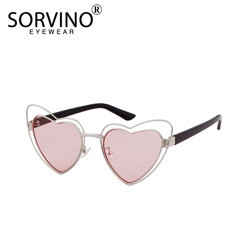 

New Fashion Red Heart Shaped Double Sunglasses Women Pink Sun Glasses Shades Hollow Out Metal High Quality Eyewear UV400 Oculos