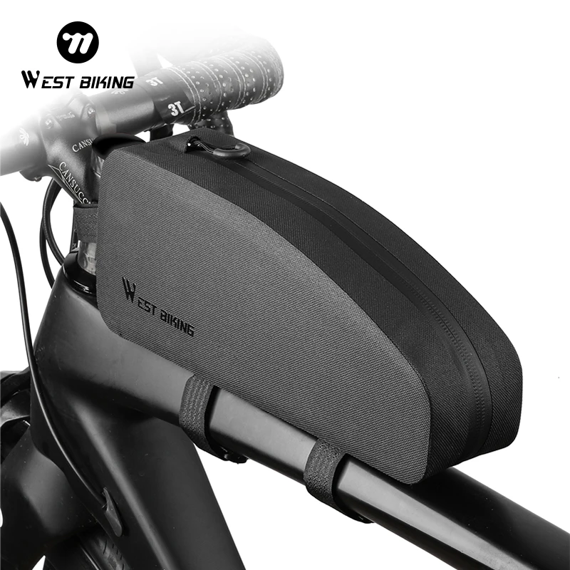 

WEST BIKING Велосипедная верхняя сумка-труба Сверхлегкая сумка на переднюю раму велосипеда с твердым корпусом Водонепроницаемая сумка для хранения велосипедных инструментов Аксессуары для велосипеда