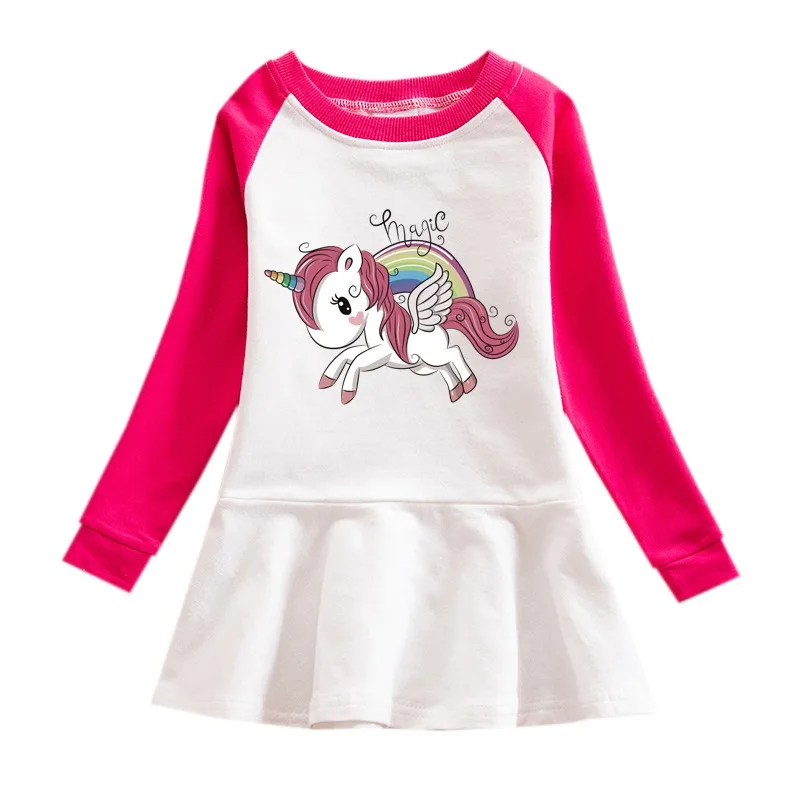 New Unicorn Princess Dress Cotton Clothes Autumn Toddler Kids Dresses Girls for Children Birthday Party Christmas Costume