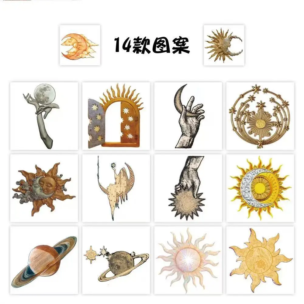 500pcs/Roll Medieval Sun Moon Material Art Stickers DIY Skateboard Laptop Guitar Phone Car Seal Label Decals Decoration Stickers