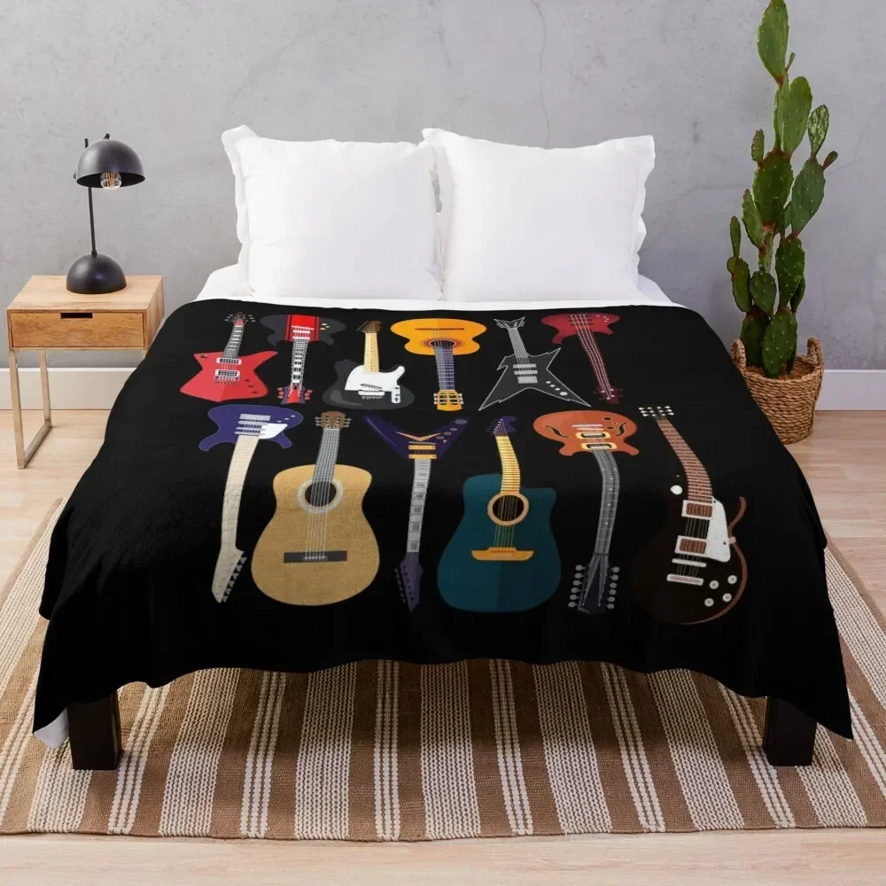 

Musician Different Types Of Guitar Throw Blanket Winter beds Baby Soft Plaid Blankets