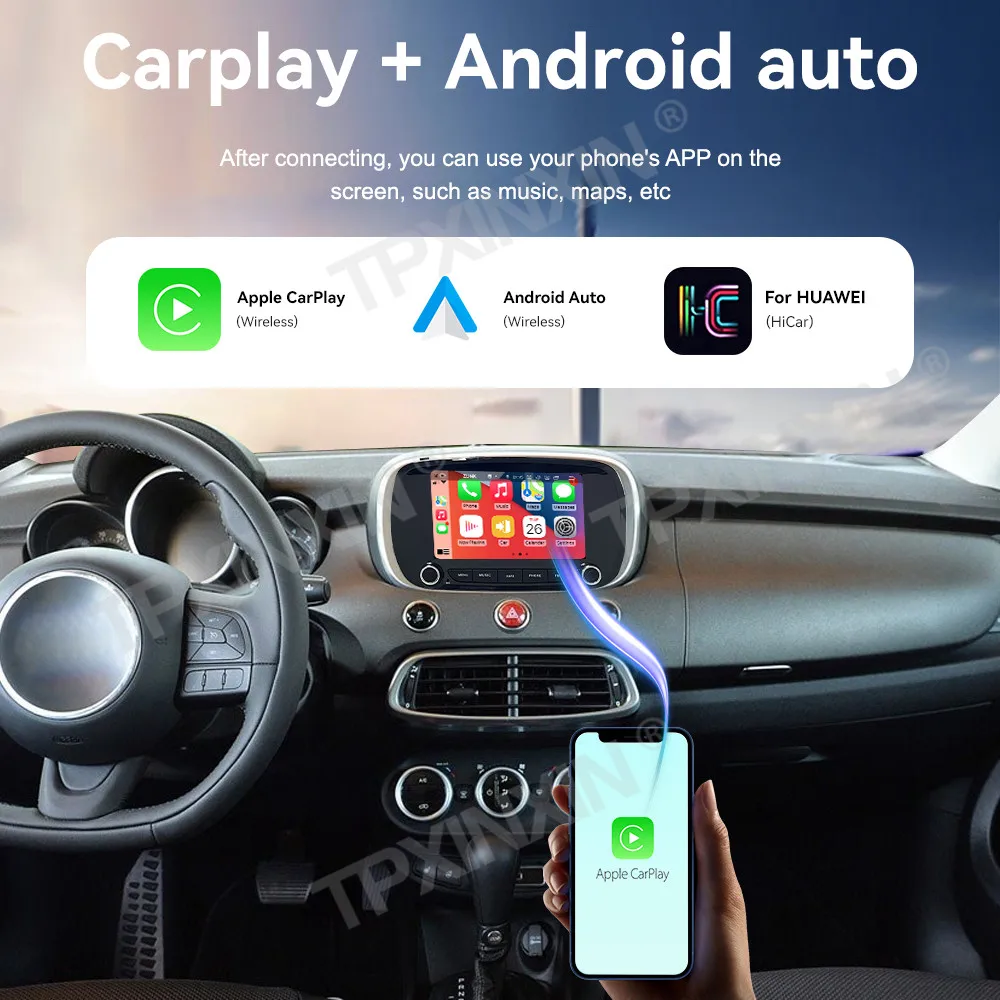 7.0 بوصة لشركة فيات 500X 2015 إلى 2017 سيارة أندرويد 14.0 السيارات Carplay نظام تحديد المواقع والملاحة شاشة تعمل باللمس مشغل وسائط متعددة راديو رئيس وحدة