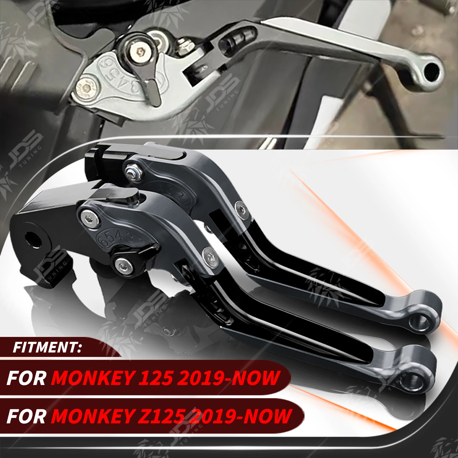 JDSTUNING For Honda MONKEY 125/MONKEY Z125 2019-NOW Clutch Lever Brake Lever Set Adjustable Folding Handle Levers Accessories