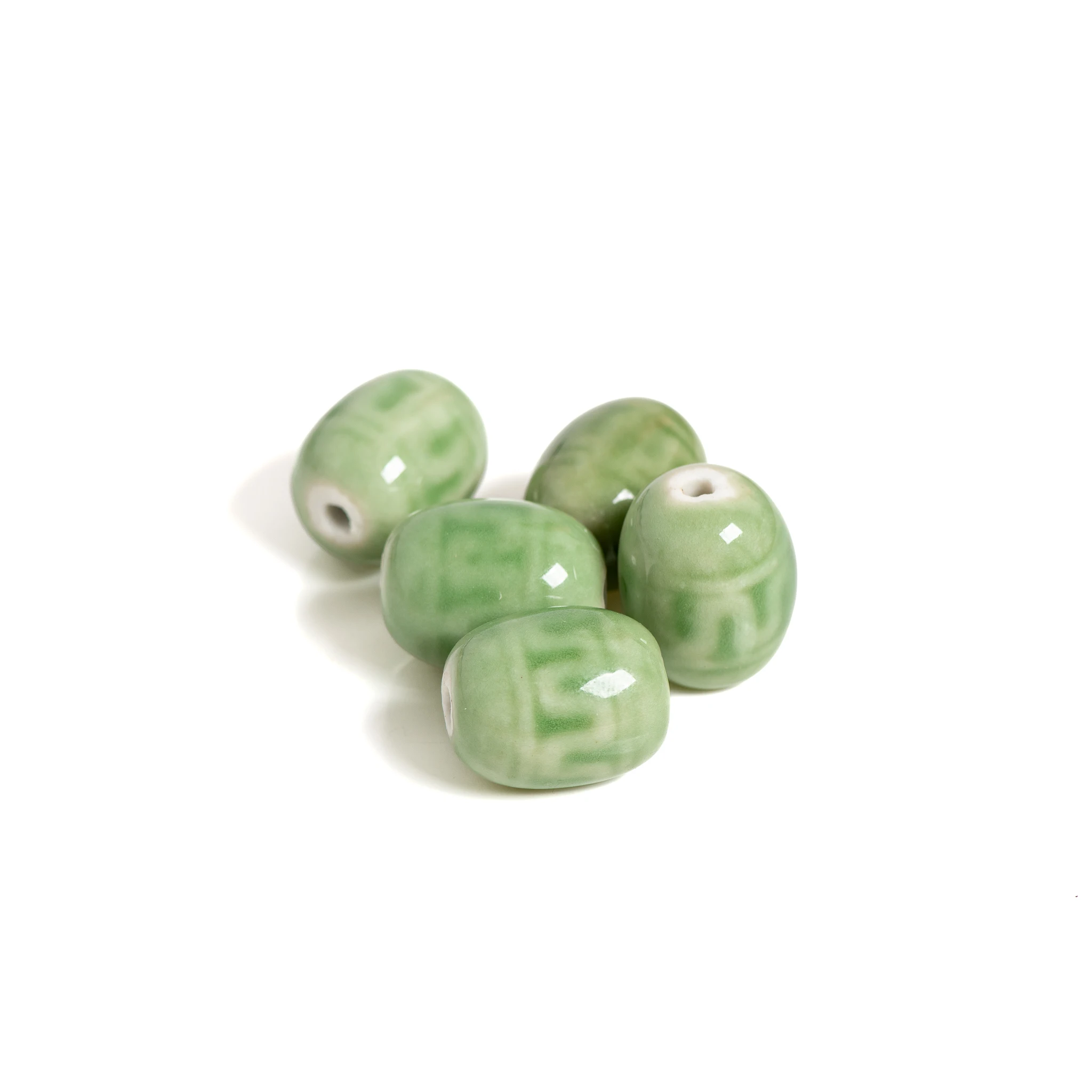 Jade Green Lantern Ceramic Beads Small for Jewelry Making DIY Craft Beads for Bracelets Necklaces Earrings 5 Pieces TCZ662