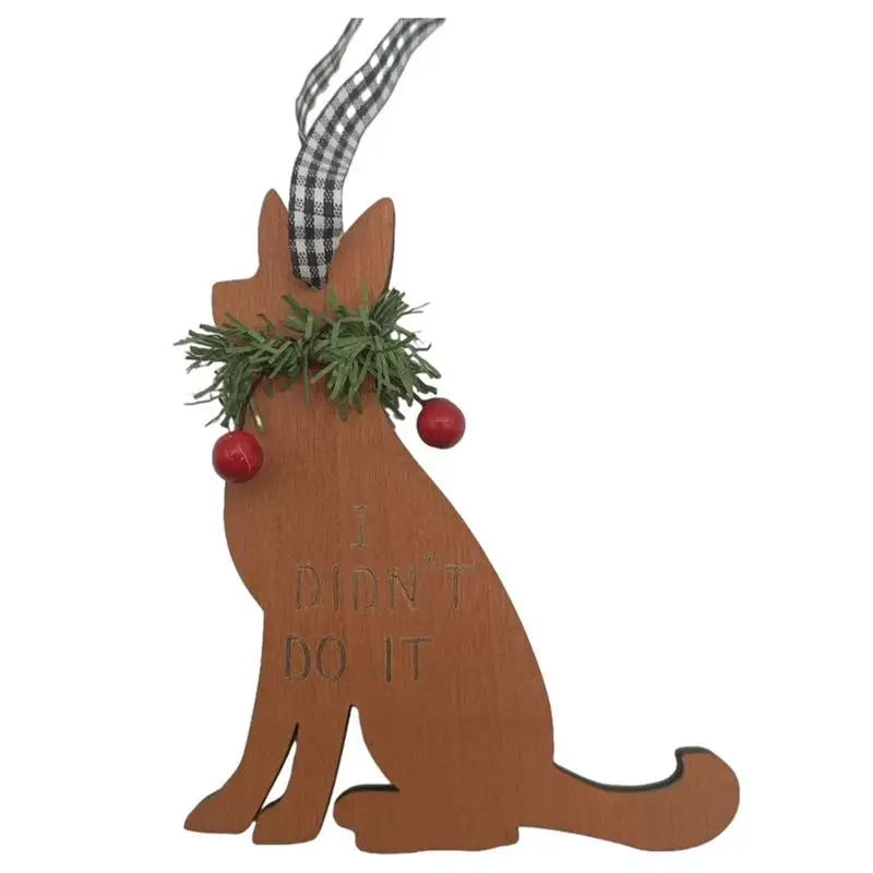 Christmas Dog Ornaments Christmas Decoration Pendant Christmas Hangable Ornaments For Home Wood Dog Wreath Christmas Pendants