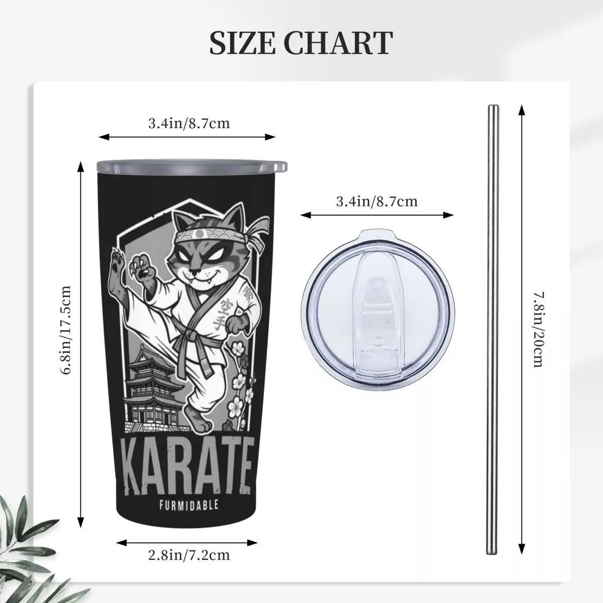 Karate Cat Furmidable Feline Karateka Martial Arts Stainless Steel Tumbler Vacuum Mugs Thermal Cold Cups Straw With Lid