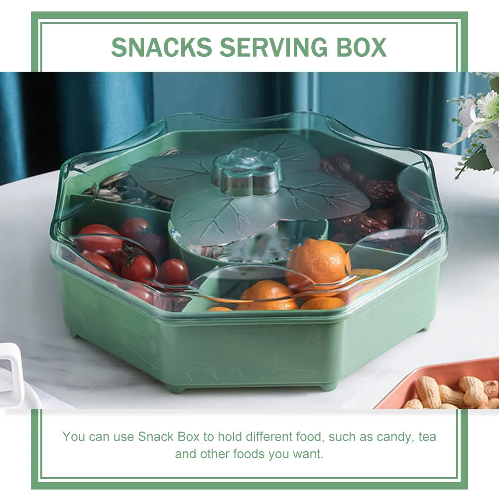 

Snack Box 5-Compartment Storage Container Plastic Lidded Food Tray Dried Fruit Candy Case Desktop Serving Box For Home