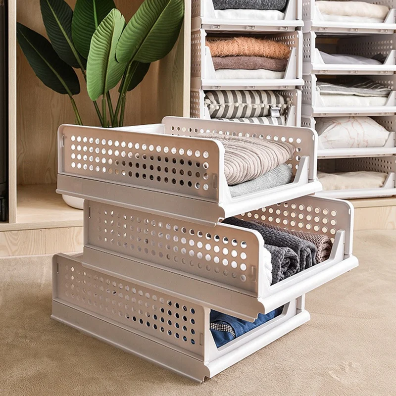 Stackable Clothes Storage Basket Drawer Storage Basket Wardrobe Storage Layered Partition Wardrobe Storage Basket