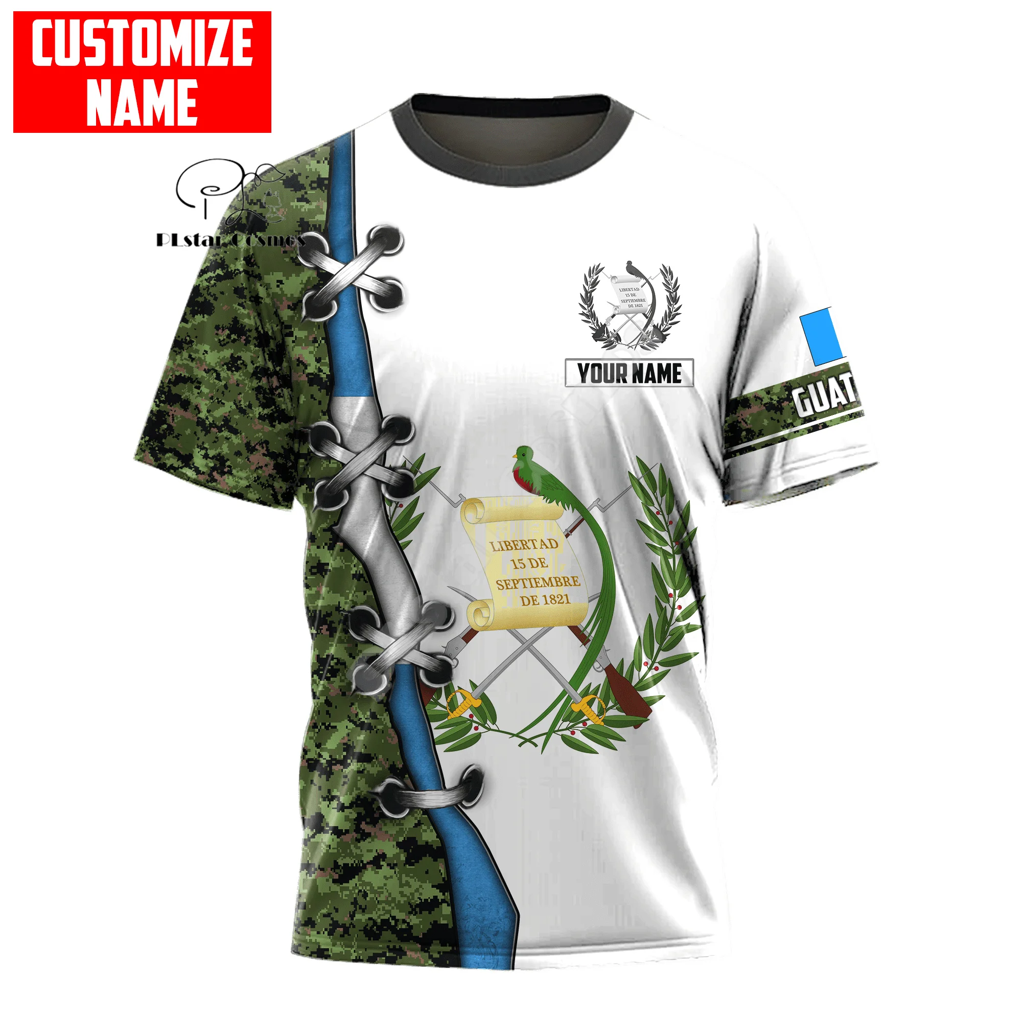 

NewFashion Custom Name Country Flag Guatemala Vintage Camo Tattoo Retro 3DPrint Summer Harajuku Casual T-Shirts Short Sleeves K2