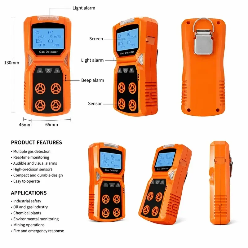 4-in-1 High-precision ADKS-4 Gas Detector Portable Toxic and Harmful Oxygen Carbon Monoxide Hydrogen Sulfide Combustible