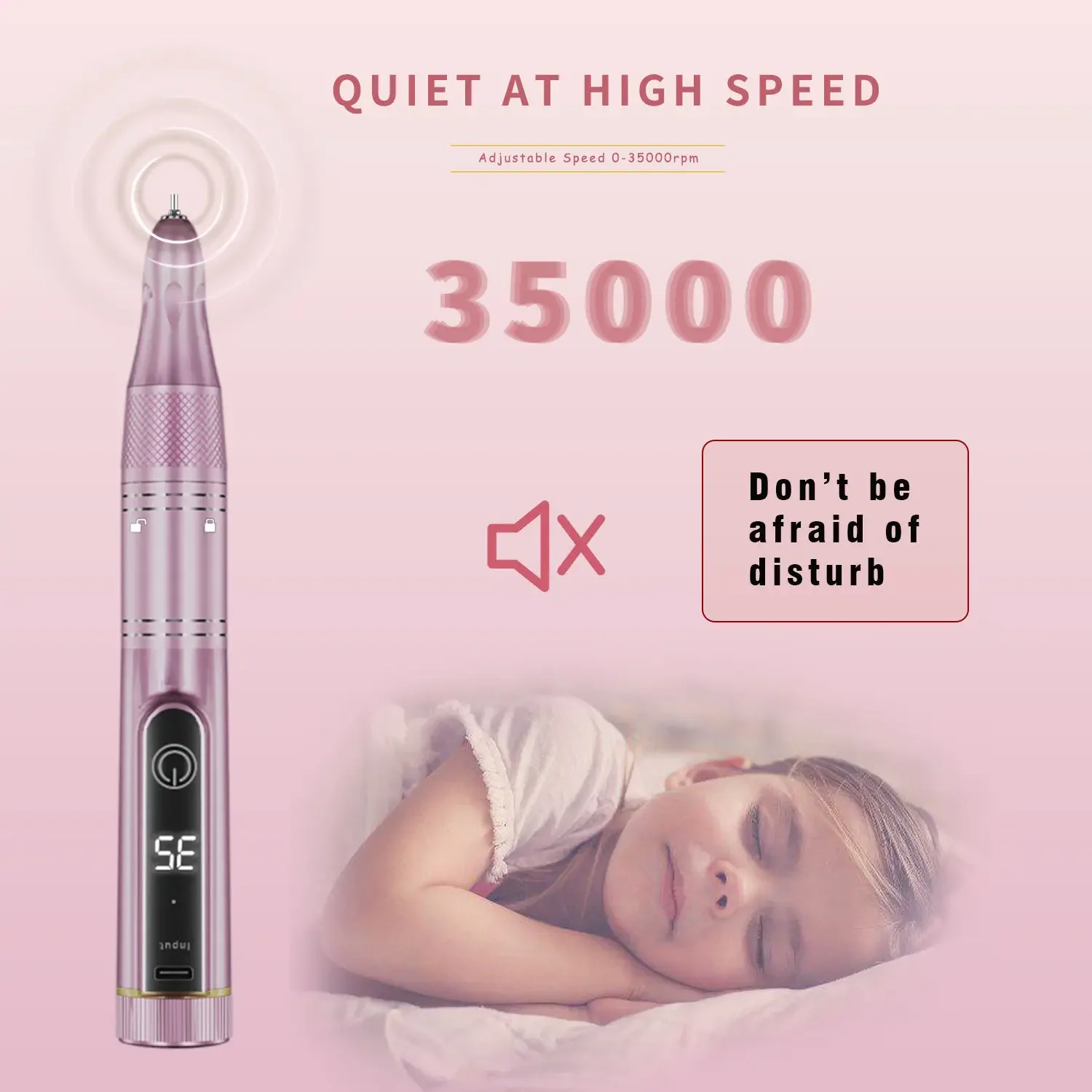 Electric Nail Drill File Machine with Acrylic Nail Kit Set Professional 35000rpm Manicure Pedicure with Sanding Bands