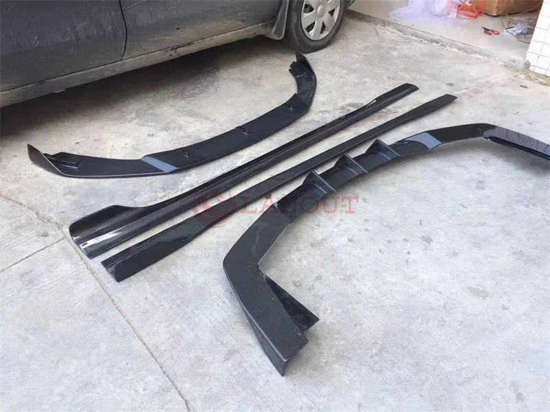 يتم استخدام أجزاء جسم السيارة لمازيراتي بريزيدنت 13-17 ألياف الكربون المعدلة الصغيرة المحيطة الأمامية الشفة الجانبية تنورة ذيل الشفة الخلفية #2