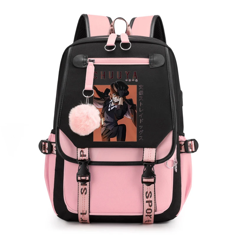 

Bungou Stray Dogs School Bags Girls Teenager Backpack Children Usb Chuuya Nakahara Bungou Stray Dogs Anime School Bag Backpack