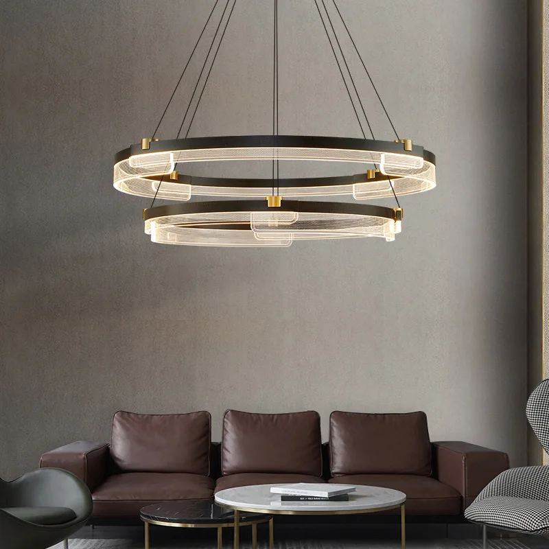 Modern Italian minimalist living room, high-end ring, new simple atmosphere, light luxury chandelier