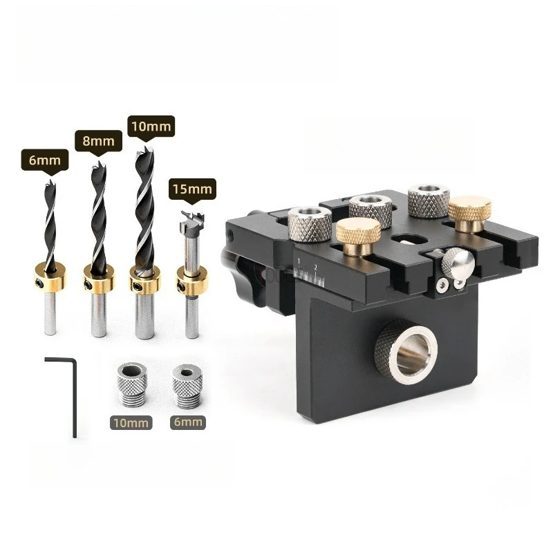 

Combination Dowel Hole Drilling Locator Woodworking 3 in 1 Dowel Cam Jig Wooden Panel Splicing Invisible Tenon Punching Locator