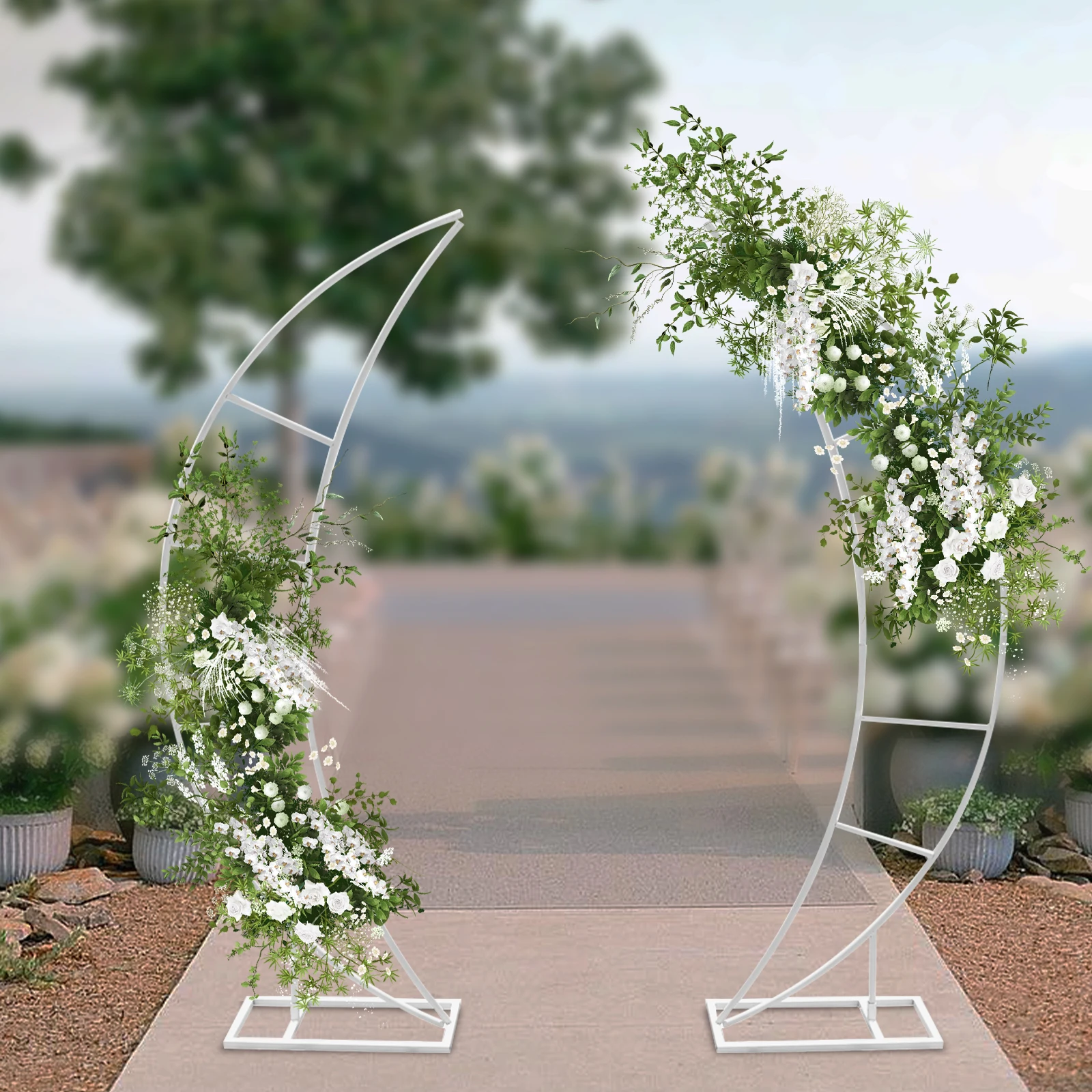 

2PCS 78.74 in Arch Wedding Stands, Crescent Moon Stand with Solid Base for Weddings, Birthday Parties, Opening Ceremonies