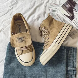 High Top Men's Vulcanized Shoes Platform Casual Shoes Outdoor Leather Board Shoes Male Walking Zapatillas Hombre
