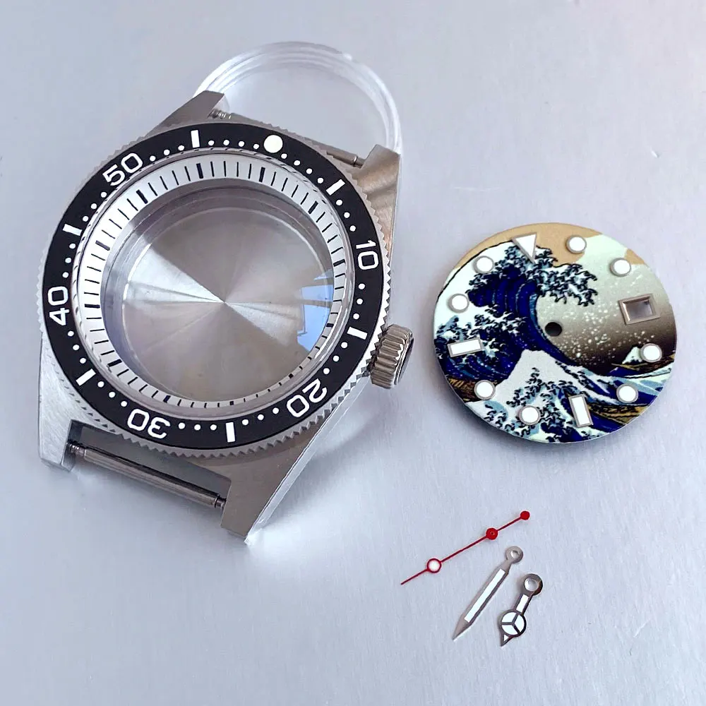 

41mm Case set Great-wave style fit 62MAS NH35A NH36A Bow Sapphire Glass Screw down Crown ceramic bezel