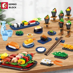 SEMBO Japanese gourmet building blocks tempura takoyaki sushi model assembly children's toys birthday gifts desktop decorations