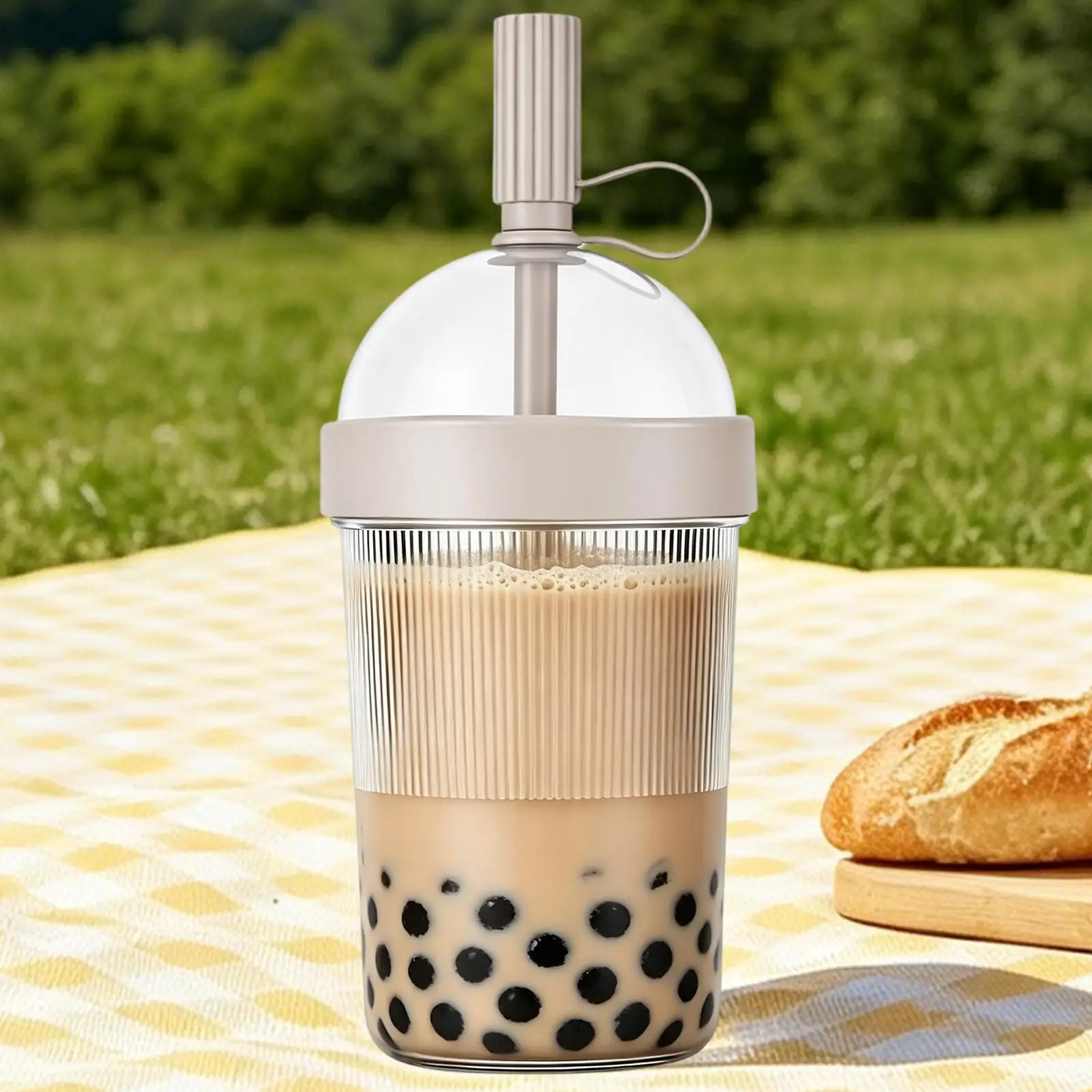 Tazas de café con tapas y pajitas, taza de viaje con pajita de ABS, taza reutilizable para bebidas frías, café helado y 