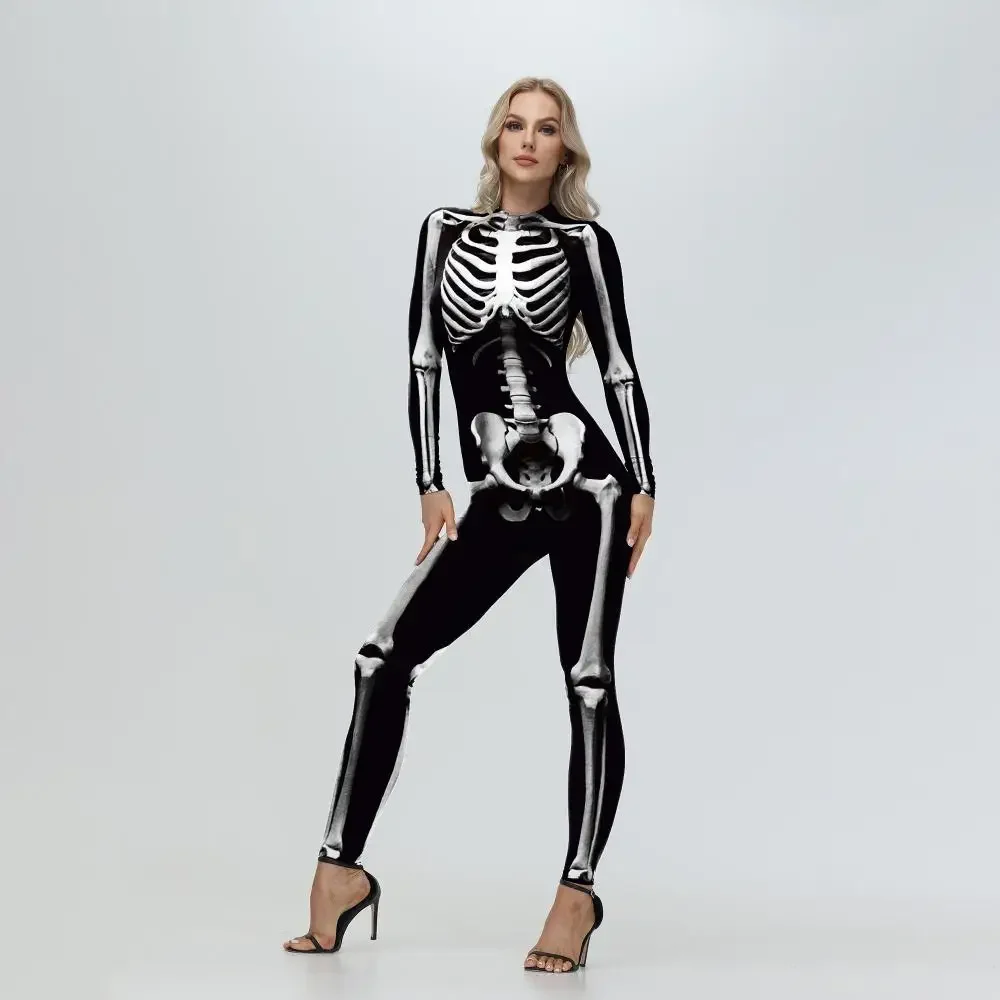 Kostiumy na Halloween szkielet body dla kobiet karnawałowy kombinezon Lady seksowny Zentai garnitur mężczyzna przebranie nosić festiwalowe ubrania imprezowe