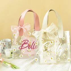 Flower Girl Proposal Gift Bag,Custom Daisy Gift Bag with Handles for Flower Girl,Personalized Transparent Gift Bag with Ribbon