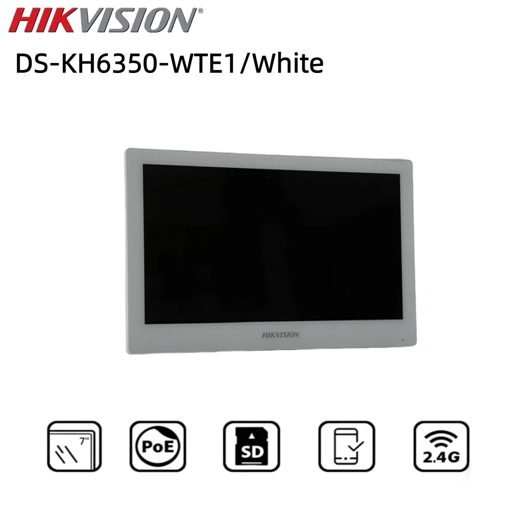 Hikvision DS-KH6350-WTE1/White 7 inch Wifi IP Indoor Station APP View Voice Message Elevator Control Smart Home Video Intercom