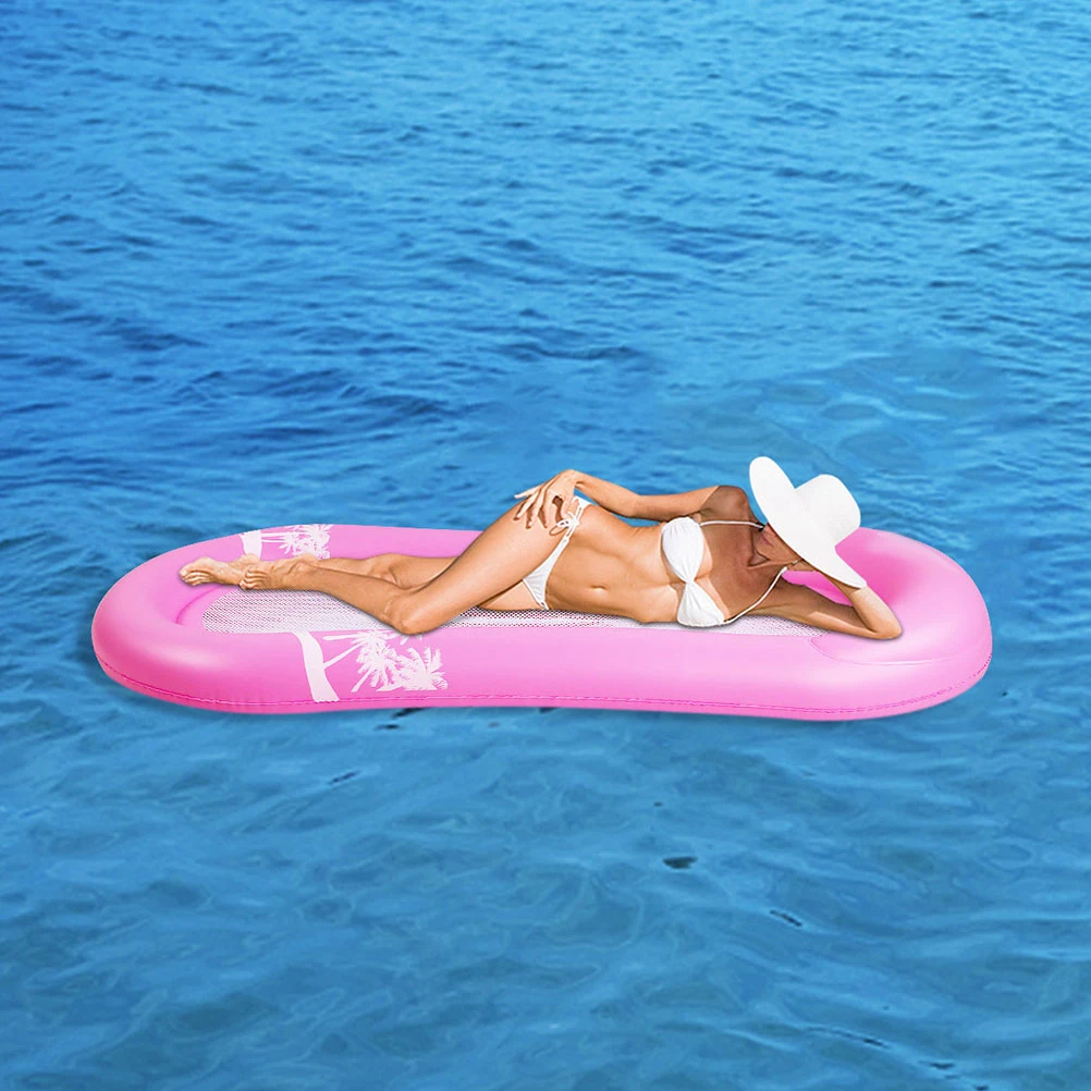 Cadeira reclinável flutuante grosso pvc inflável piscina deck lounge para adultos crianças rosa leve portátil cama de diversão aquática