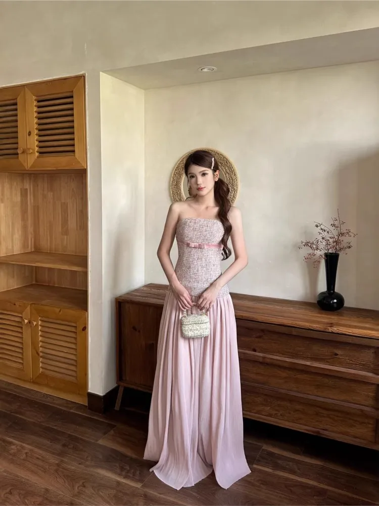 MsChuh Summer Party Dresses For Woman Bodycon sleeveless Evening Dress Backless Vestidos Solid Color Robe Temperament Elegant