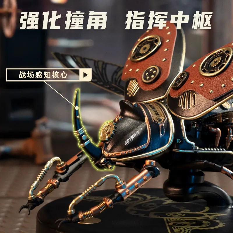 Creative Mechanical Smart Control Rhinoceros Beetle Building Blocks 3D Puzzle Model Kit Educational DIY Birthday Gift for Boys view 2