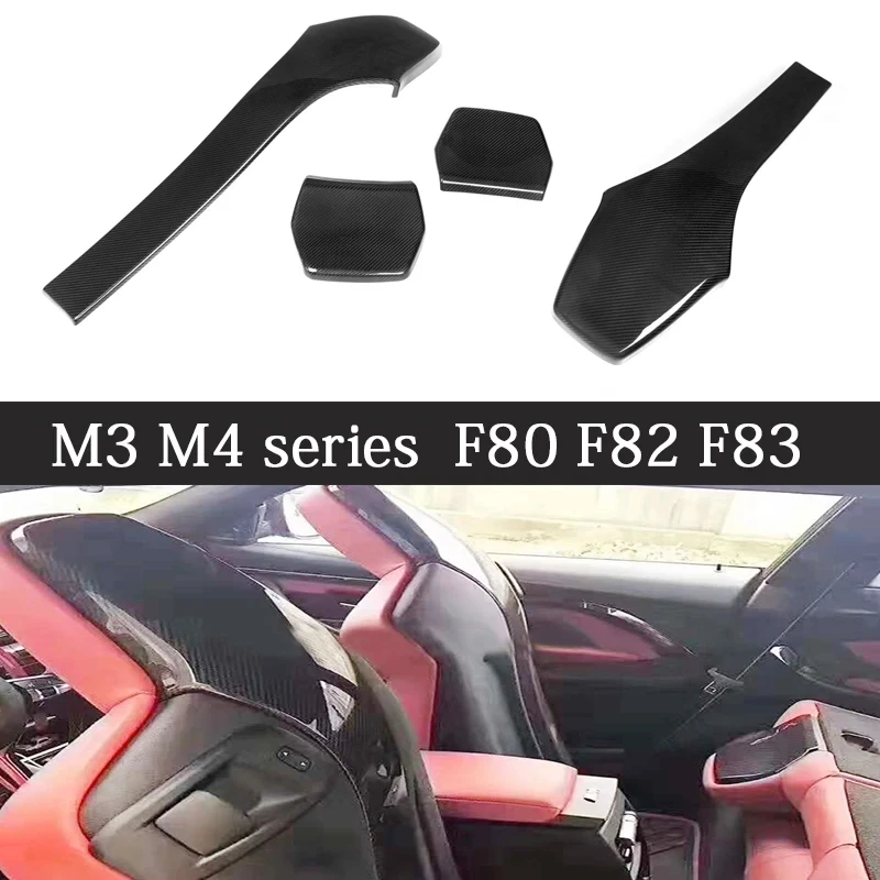 For BMW F80 M3 F82 F83 M4 Sedan Coupe Convertible dry Carbon Fiber Seat Back Car Inner Seat Back Covers Trim Car Accessories