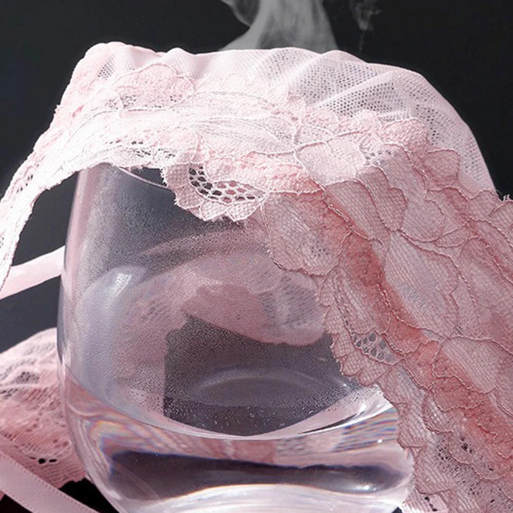 Men Sexy Briefs Underwear Bikini Thong Bow Mesh Lace Hollow Out Briefs Underwear 3D Bulge Pouch See Through Panties