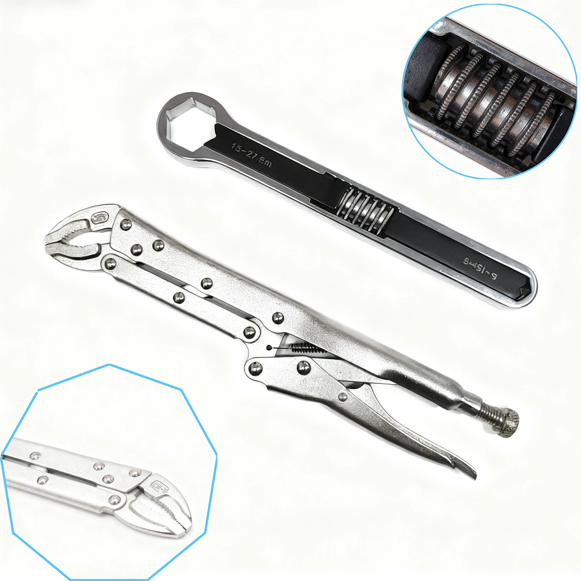 كماشة أنف بإبرة الرأس 45 درجة ومفتاح ربط متعدد الوظائف، كماشة قفل طويلة ممتدة ومجموعة مفاتيح ربط 9.25 بوصة، أداة يدوية #1