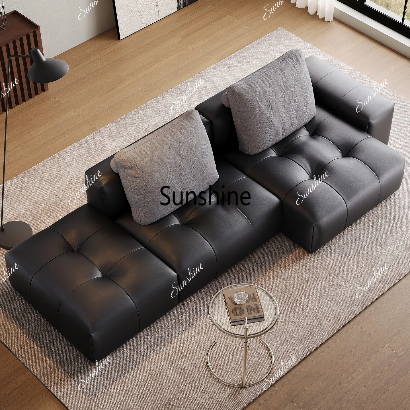 Superior Italian minimalist horizontal hall flat-floor villa tofu block combination sofa