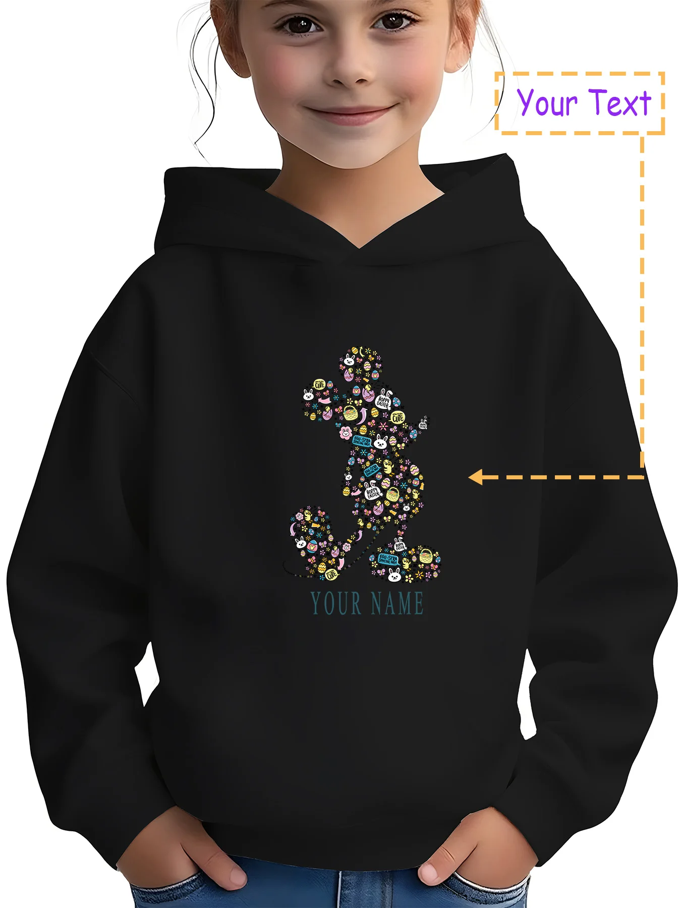 

MINISO Disney fun silhouette hoodie - Mickey silhouette + colorful small patterns, a must-have for daily wear and collectors, cu