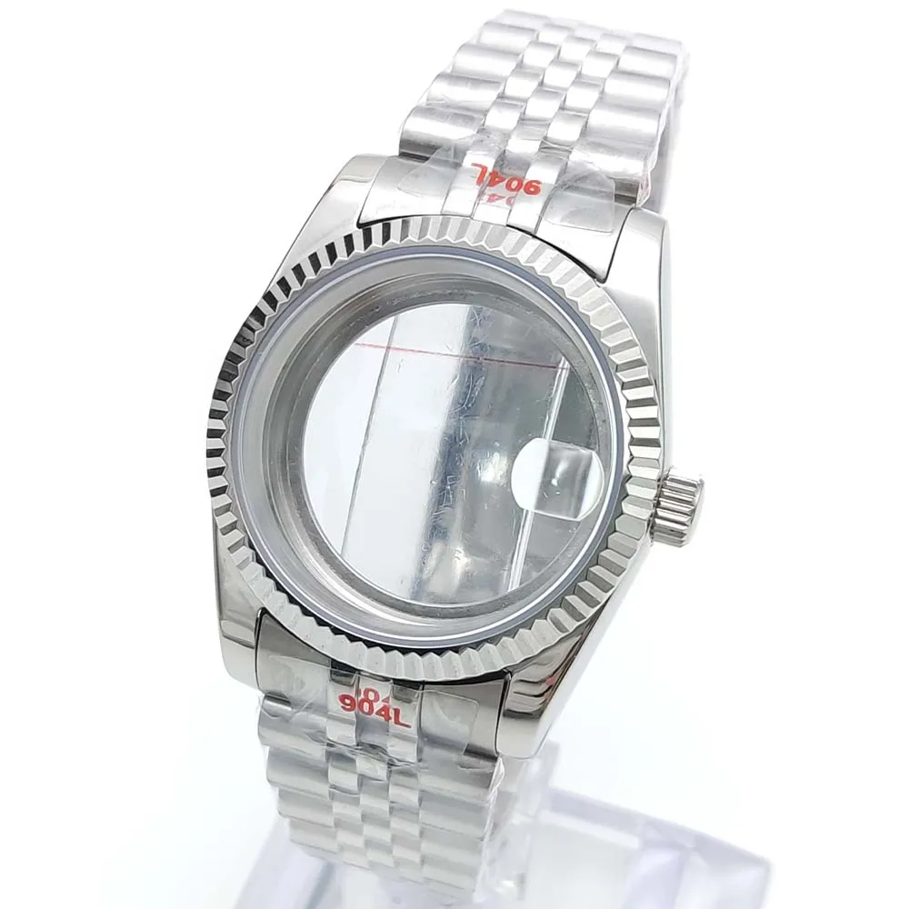 36MM watch case + strap, stainless steel watch case sapphire, suitable for NH35 case