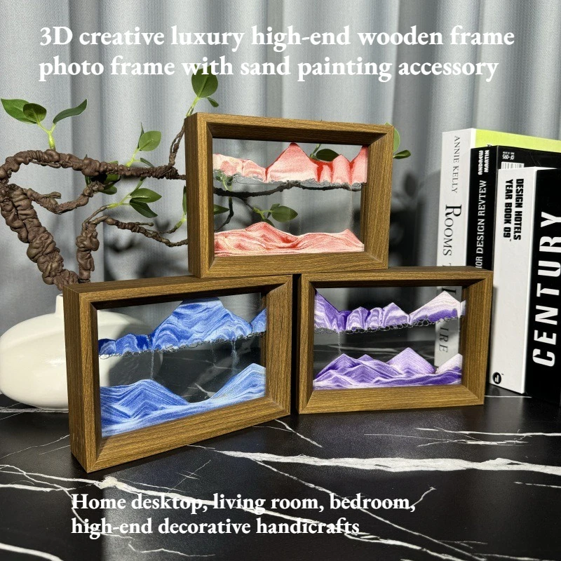 

3D Creative Luxury High-end Wooden Frame Sand Painting Decorative Item for Home Living Room High-end Decorative Craftwork