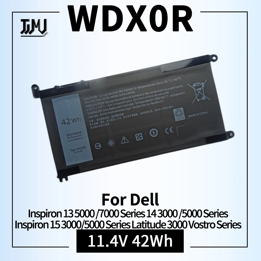 Wdx0rラップトップバッテリー (dell inspironl用) 、シリーズ13、15、5000、7000、13、7378、7375、7368、5378、5379、5567、wdx0r