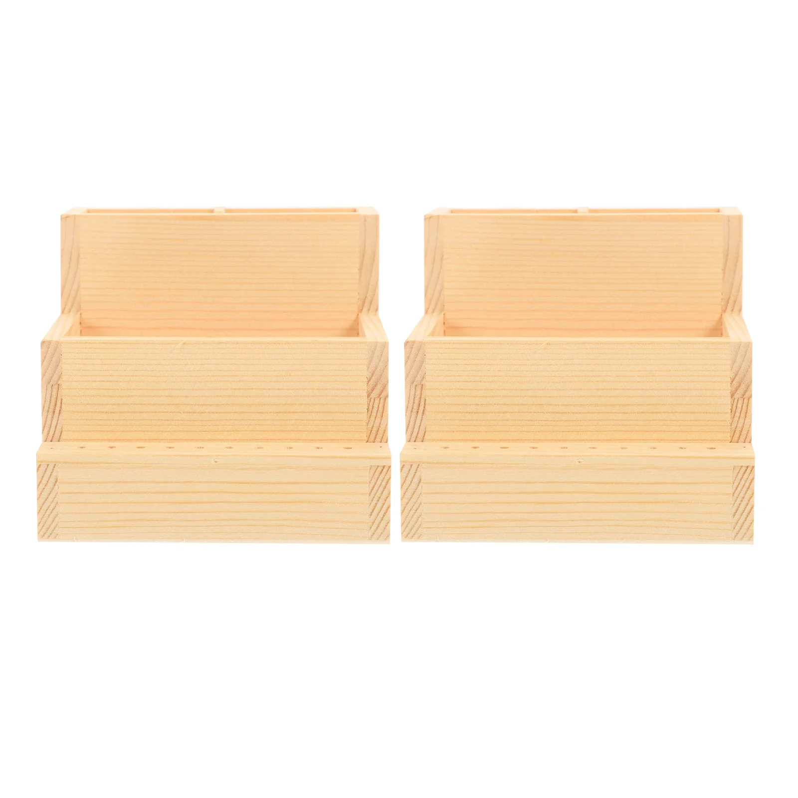 2 قطعة علبة لقمة مثقاب الأظافر أدوات مانيكير خشبية صندوق منظم تخزين بطبقة مزدوجة لرؤوس التلميع ملحقات عرض سطح المكتب #1