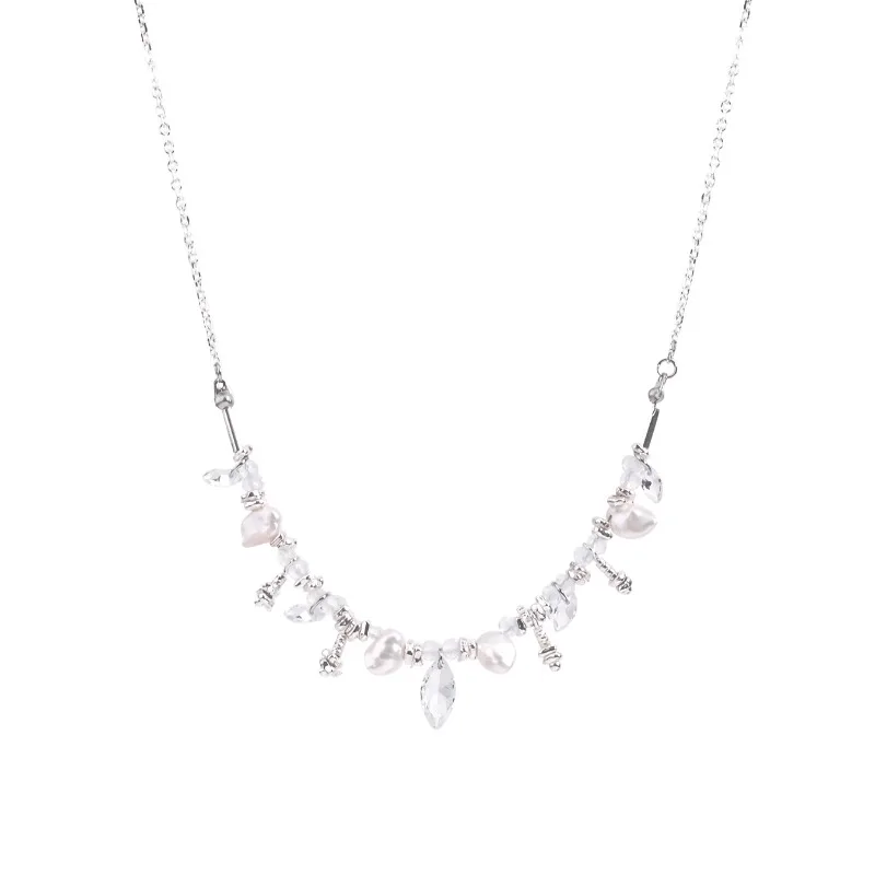 

Серебряное ожерелье Moonlight Galaxy Pearl S925, натуральный сломанный серебряный жемчуг, циркон, цепочка на ключицу