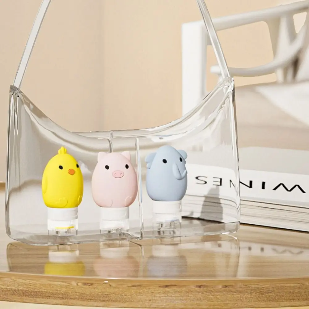 Nouveau 60ml bouteille vide rechargeable Mini dessin animé presser Tube bouteille échantillons conteneurs Silicone Lotion shampooing bouteille