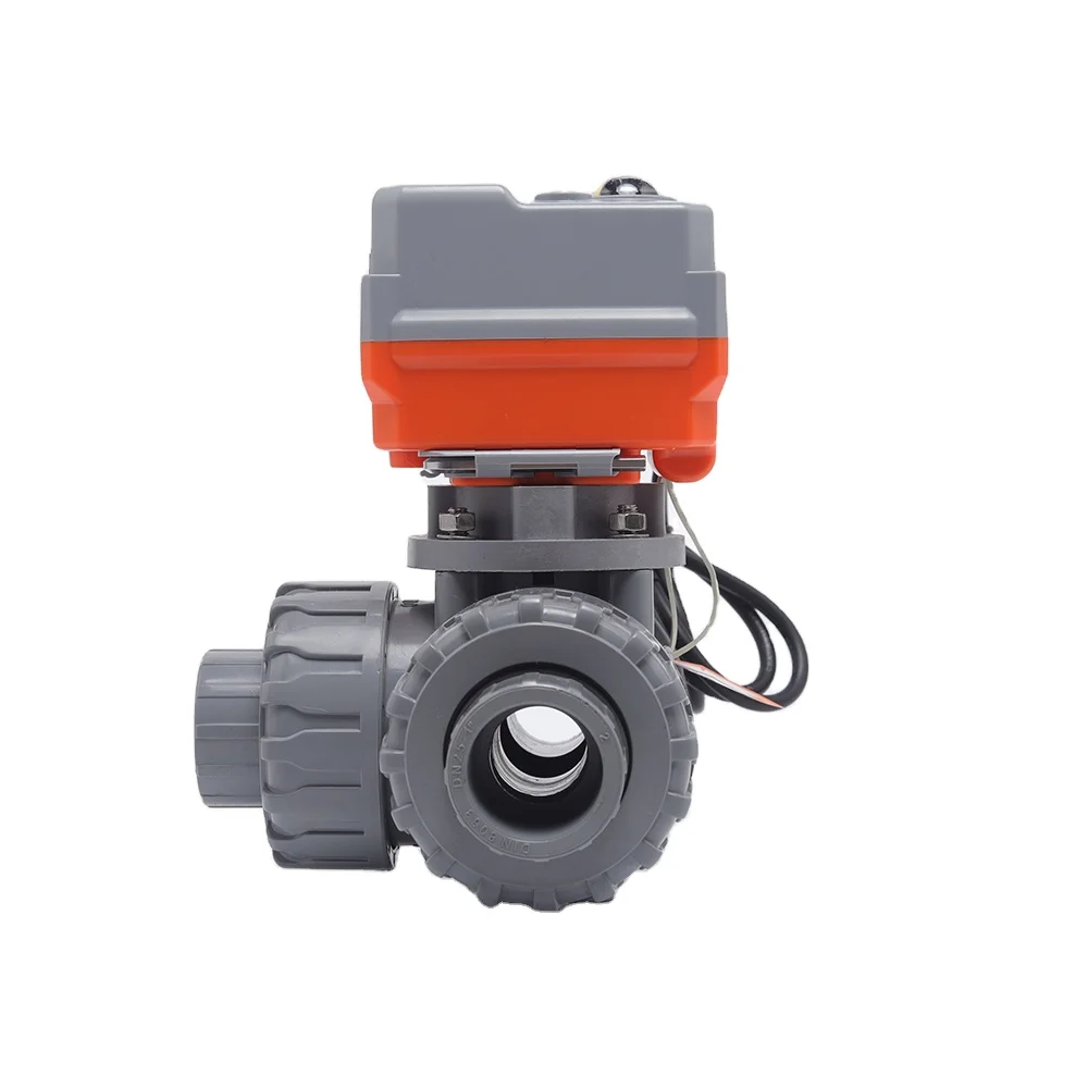 3/4IN CPVC DC24V Intelligent Modulatingl motorized three way valve 3 way flow control valve