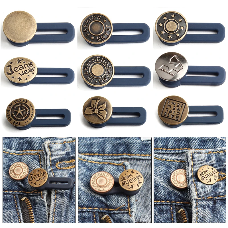 1/5pcs Metal Button Adjustable Retractable Jeans Waist Button Disassembly Pant Waistband Expander Buckle Free Sewing Accessories