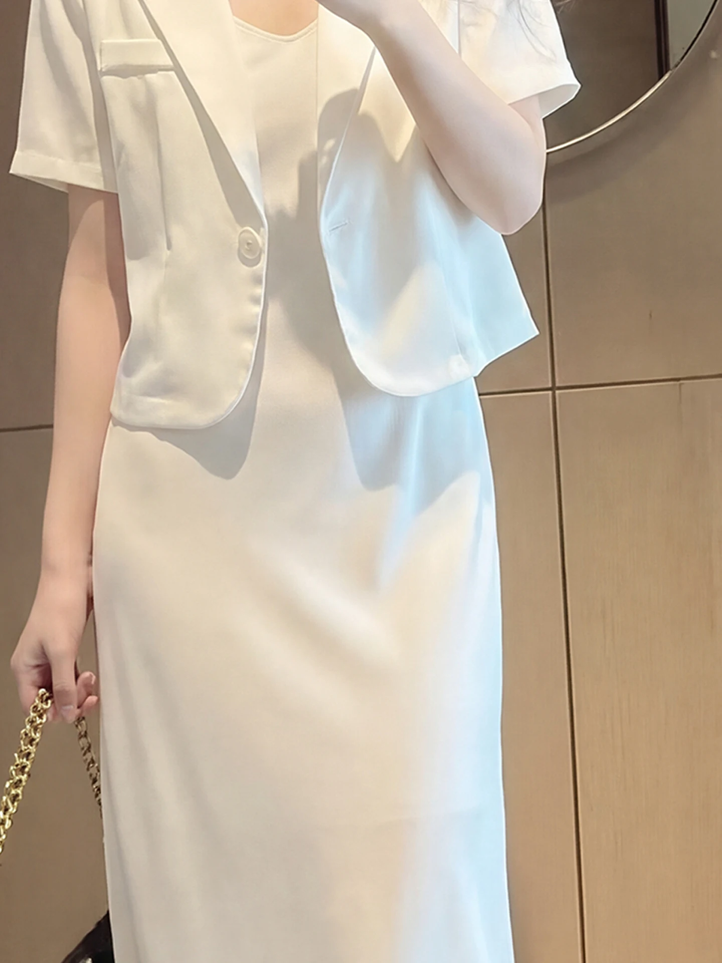 Fall Fashion Large Size Short Sleeve Suit Dress Two Piece Set Elegant Tea System Outfit A-Line Skirt Loose Fit Regular Material