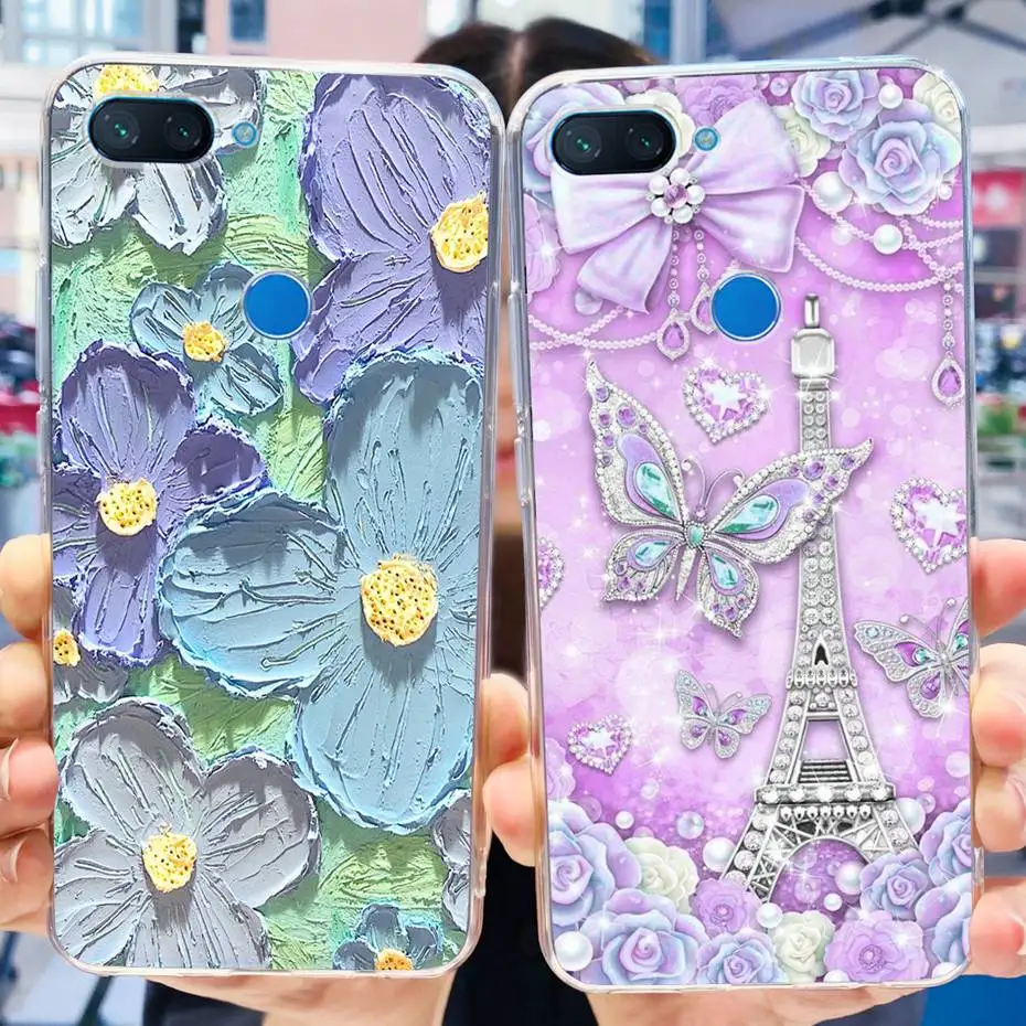 For Xiaomi Mi 8 Lite Mi8 8SE Phone Case Fashion Butterlfy Painted Soft Silicone TPU Back Cover For Xiaomi Mi 8 SE Mi 8Lite