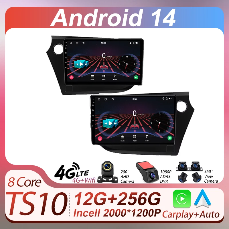 

2din Car Android For Honda Insight 2 LHD RHD 2009 - 2014 Wireless Android Auto Radio Carplay Intelligent Car Systems Bluetooth