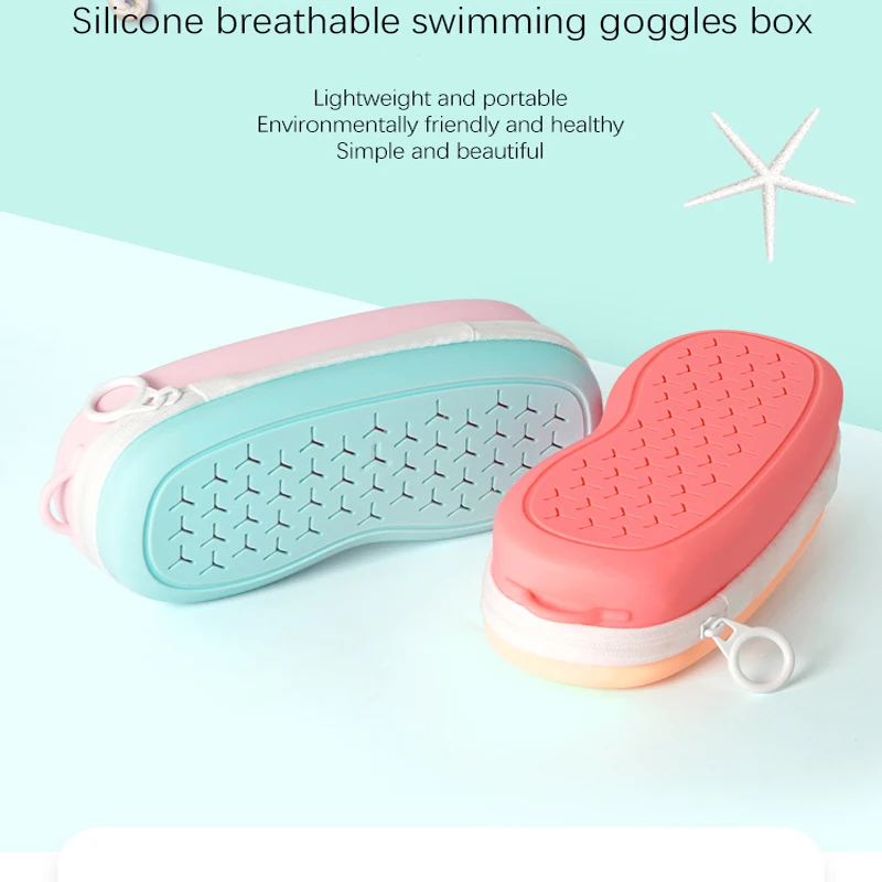 

1Pc Silicone Large Capacity Dual-Sided Zipper Swimming Goggles Storage Box Breathable Portable Sun Glasses Protection Box