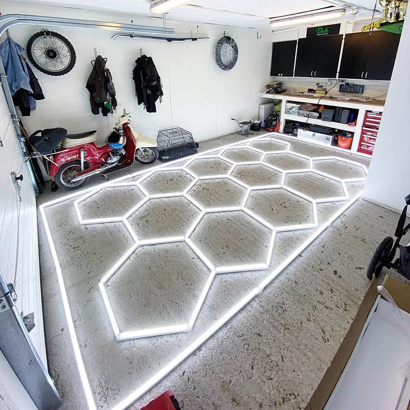 Imagem -04 - Estação de Lavagem de Carro de Iluminação Hexagonal Profissional Detalhando Lâmpada Garagem Grande Hexágono Luzes Led 110v240v