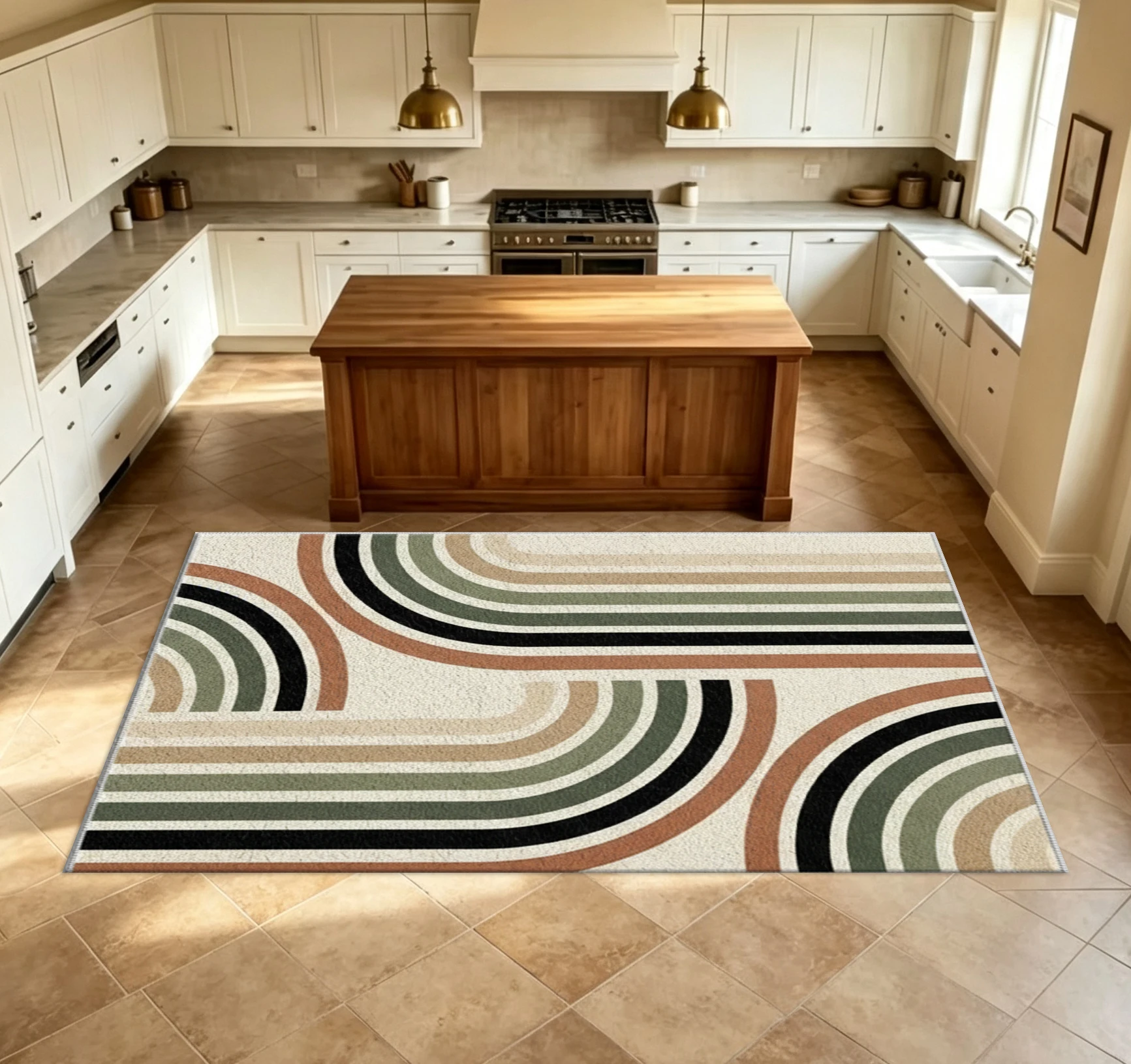 Mid Century Geometric Curve Carpet Flooring Boho Retro Tone Art Design Home Carpet For Living Room Bedroom